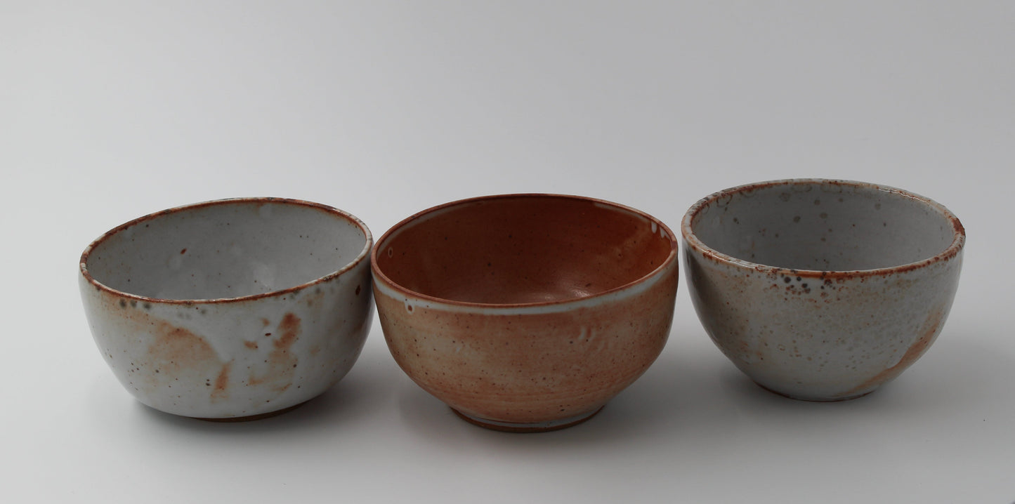 three shino bowls