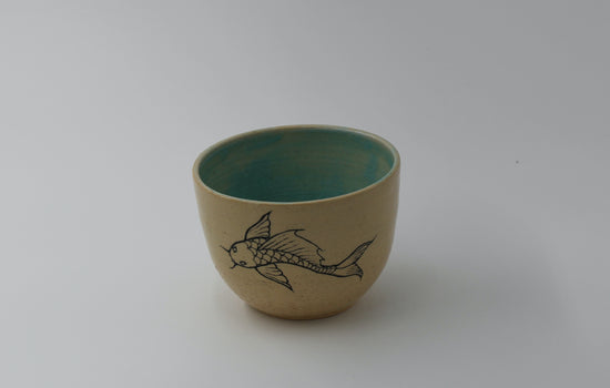 Hand painted koi bowl