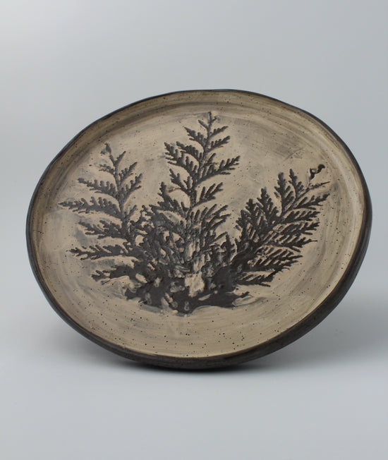 Botanical stoneware serving plate