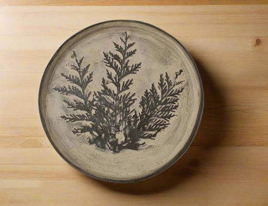 Botanical stoneware serving plate