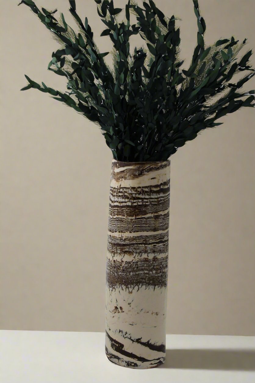 Tall nerikomi cylinder vase