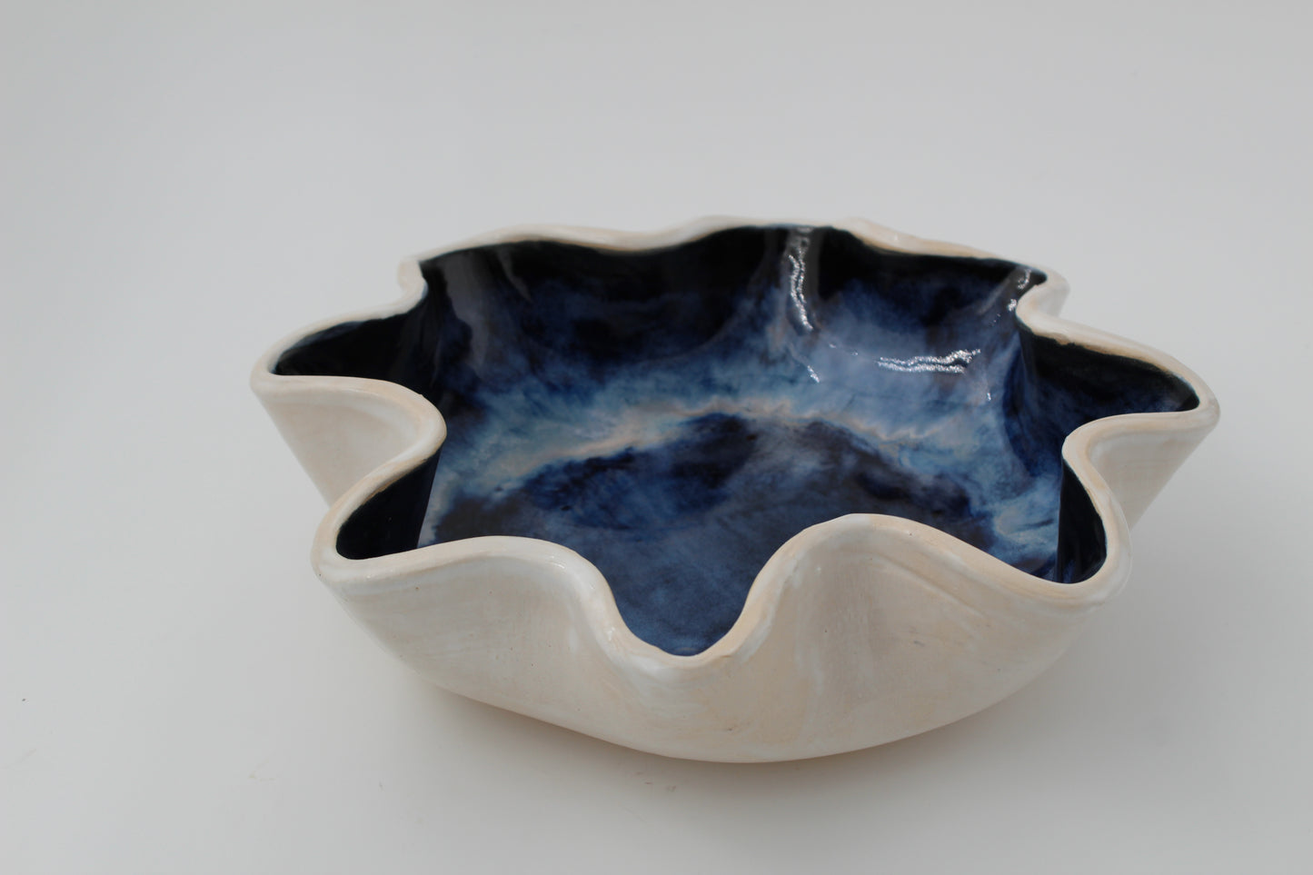 White wavy serving bowl