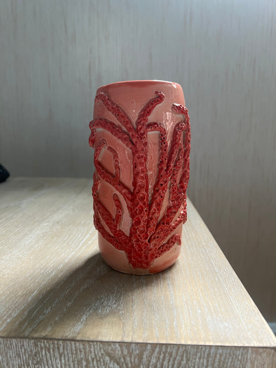 Red coral vase