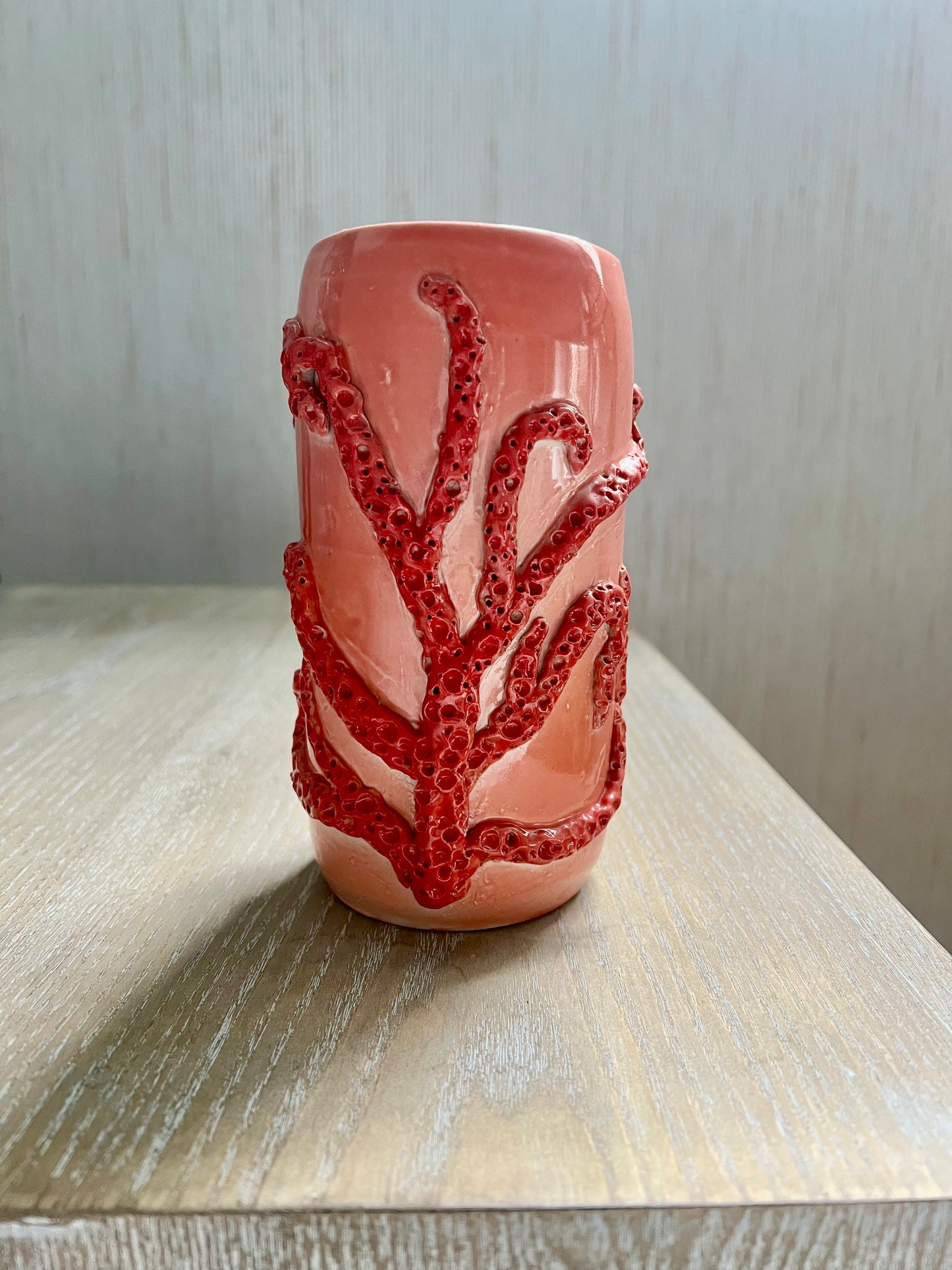 Red coral vase